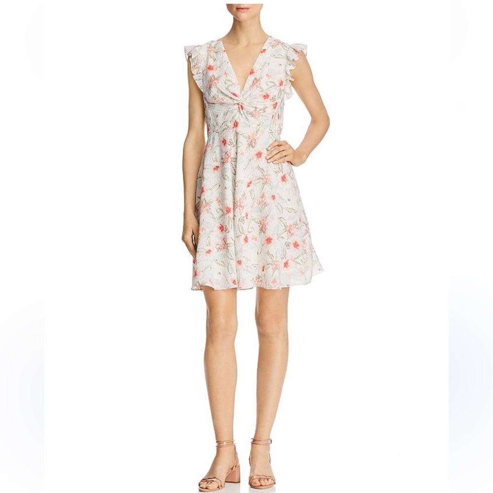Rebecca Taylor Kamea Stretch Silk Floral Sleeveless Dress in Snow Combo
